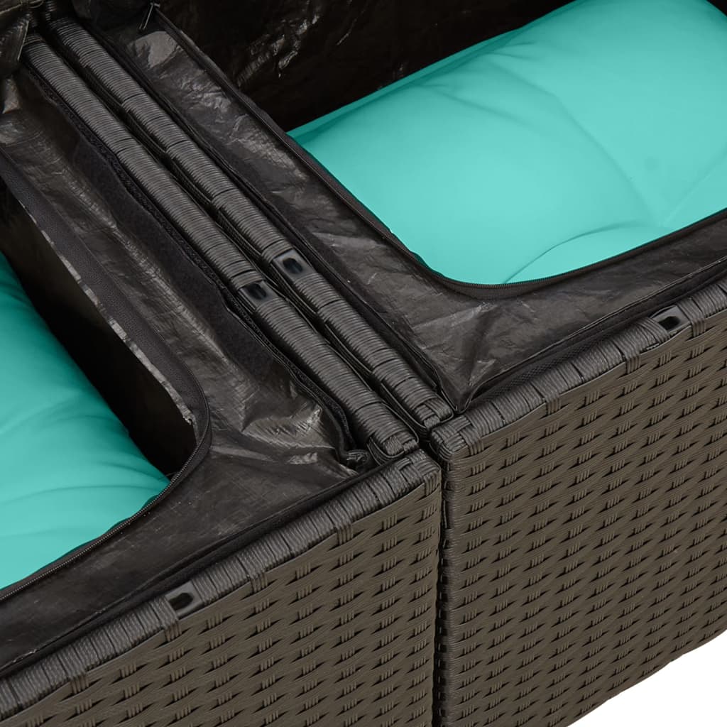 12-dijelni set vrtnih sofa s jastucima poliratan crni
