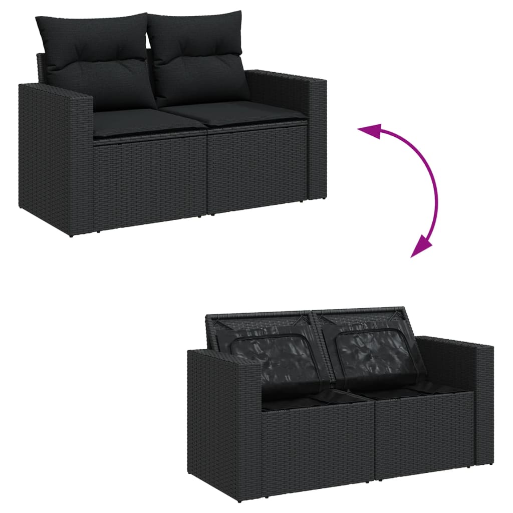 14-dijelni set vrtnih sofa s jastucima poliratan crni