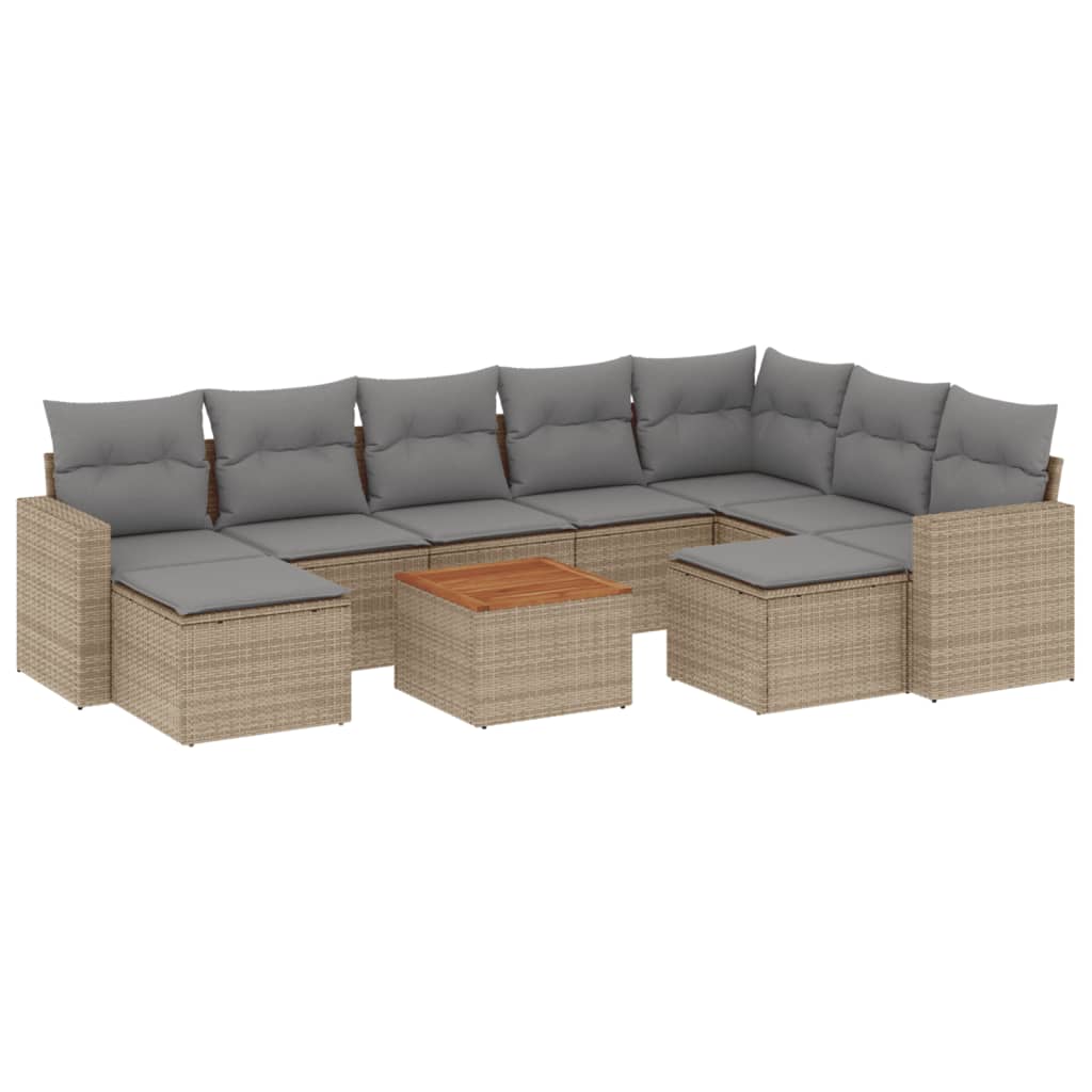 10-dijelni set vrtnih sofa s jastucima bež od poliratana