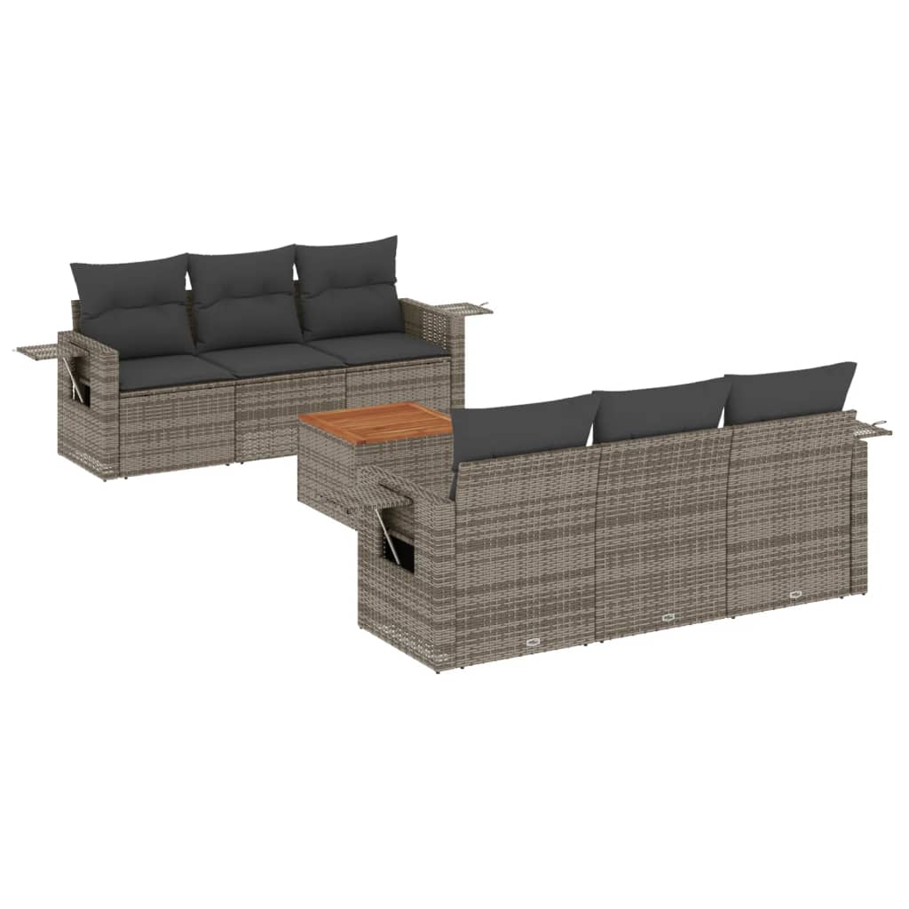 7-dijelni set vrtnih sofa sivi od poliratana Siva 65.5 x 62 x 69 cm
