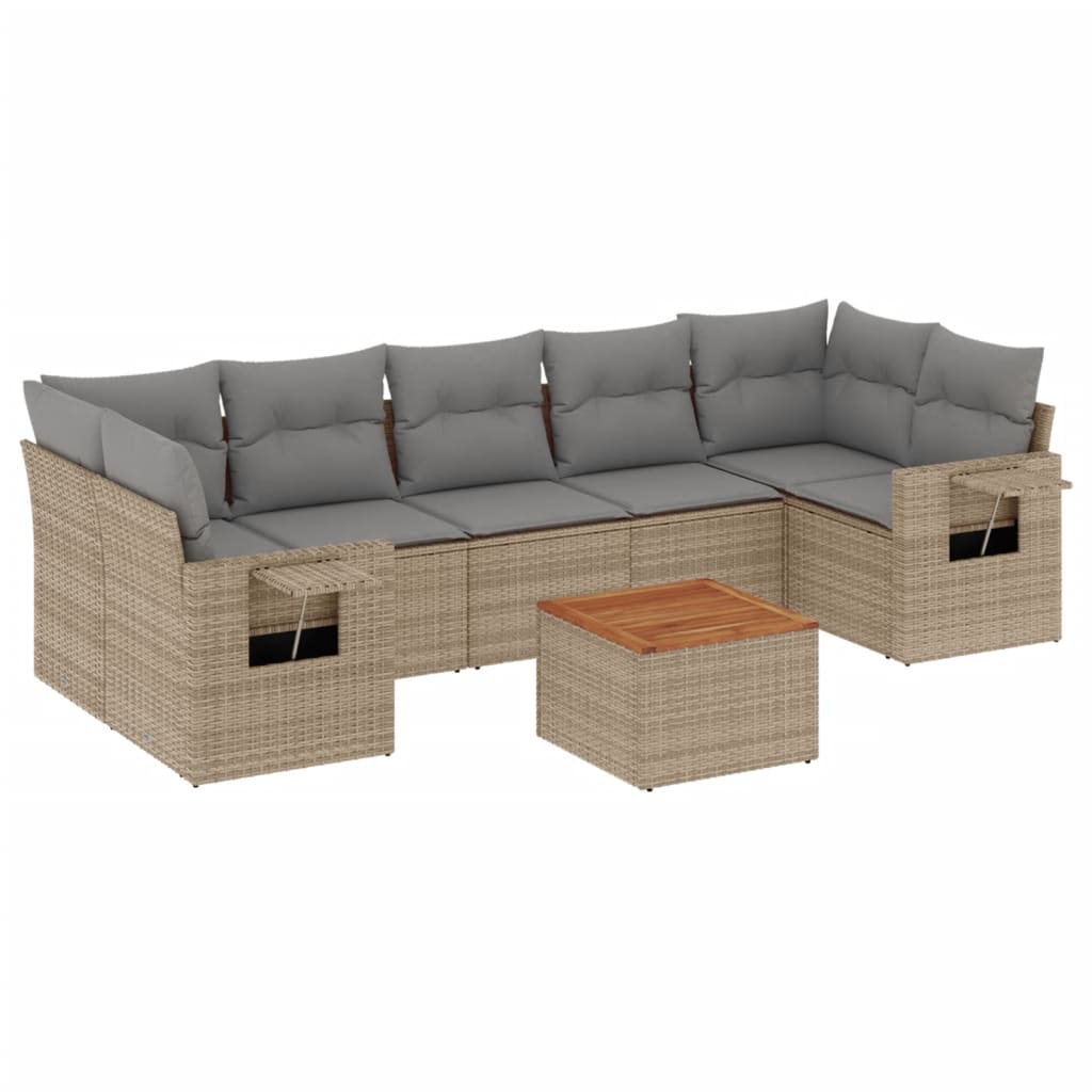 8-dijelni set vrtnih sofa s jastucima bež od poliratana