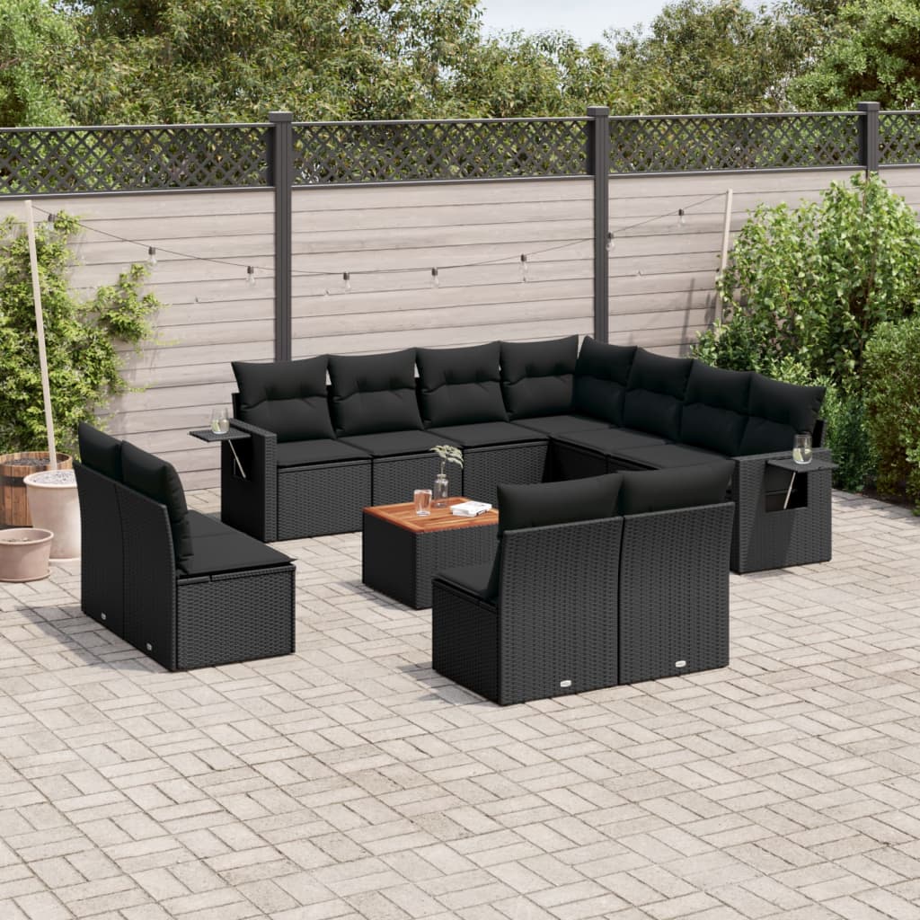 12-dijelni set vrtnih sofa s jastucima bež od poliratana