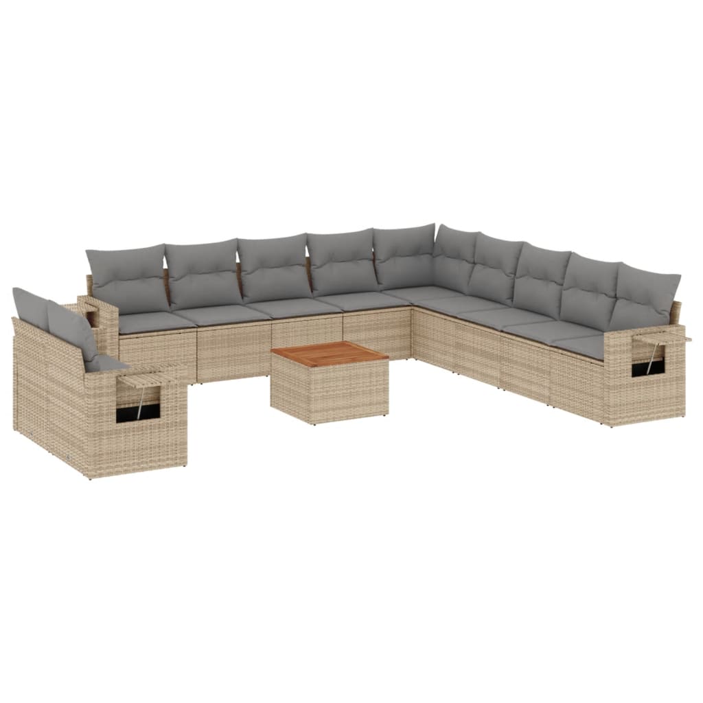 12-dijelni set vrtnih sofa s jastucima bež od poliratana
