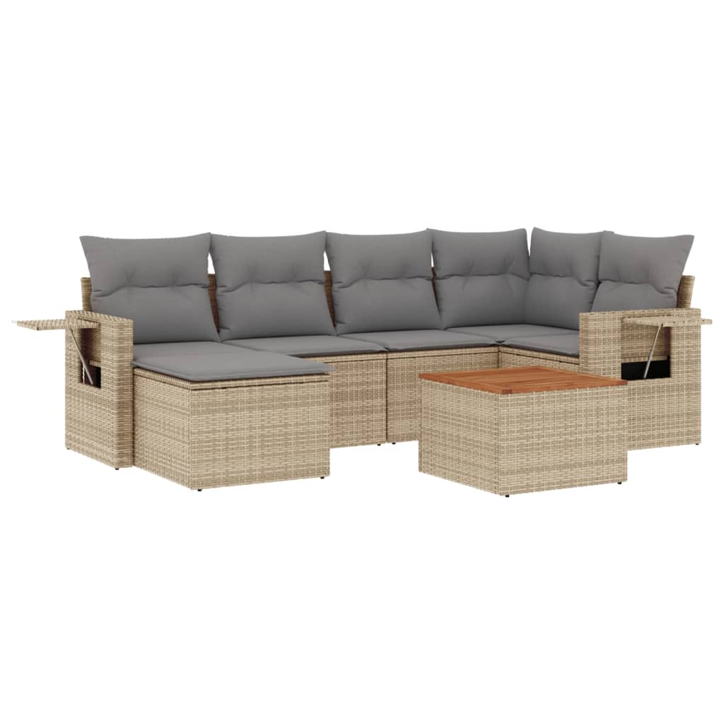 7-dijelni set vrtnih sofa s jastucima bež od poliratana