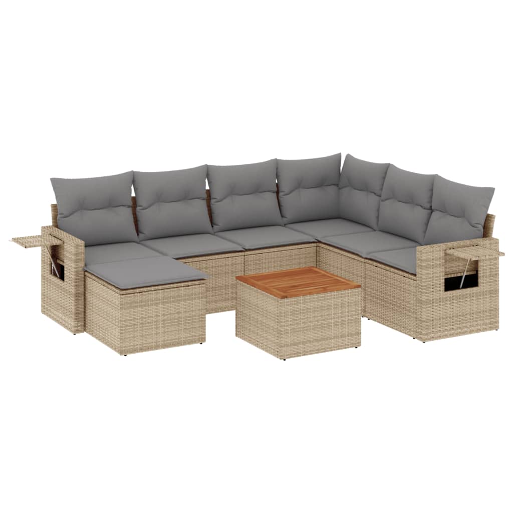 8-dijelni set vrtnih sofa s jastucima bež od poliratana