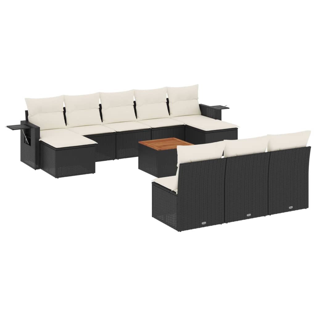11-dijelni set vrtnih sofa od poliratana s jastucima crni