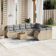 9-dijelni set vrtnih sofa s jastucima bež od poliratana 70 x 62 x 69 cm