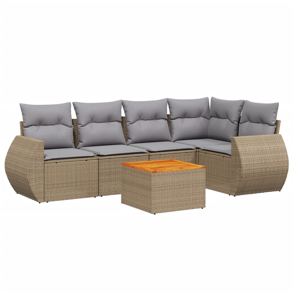 6-dijelni set vrtnih sofa s jastucima bež od poliratana