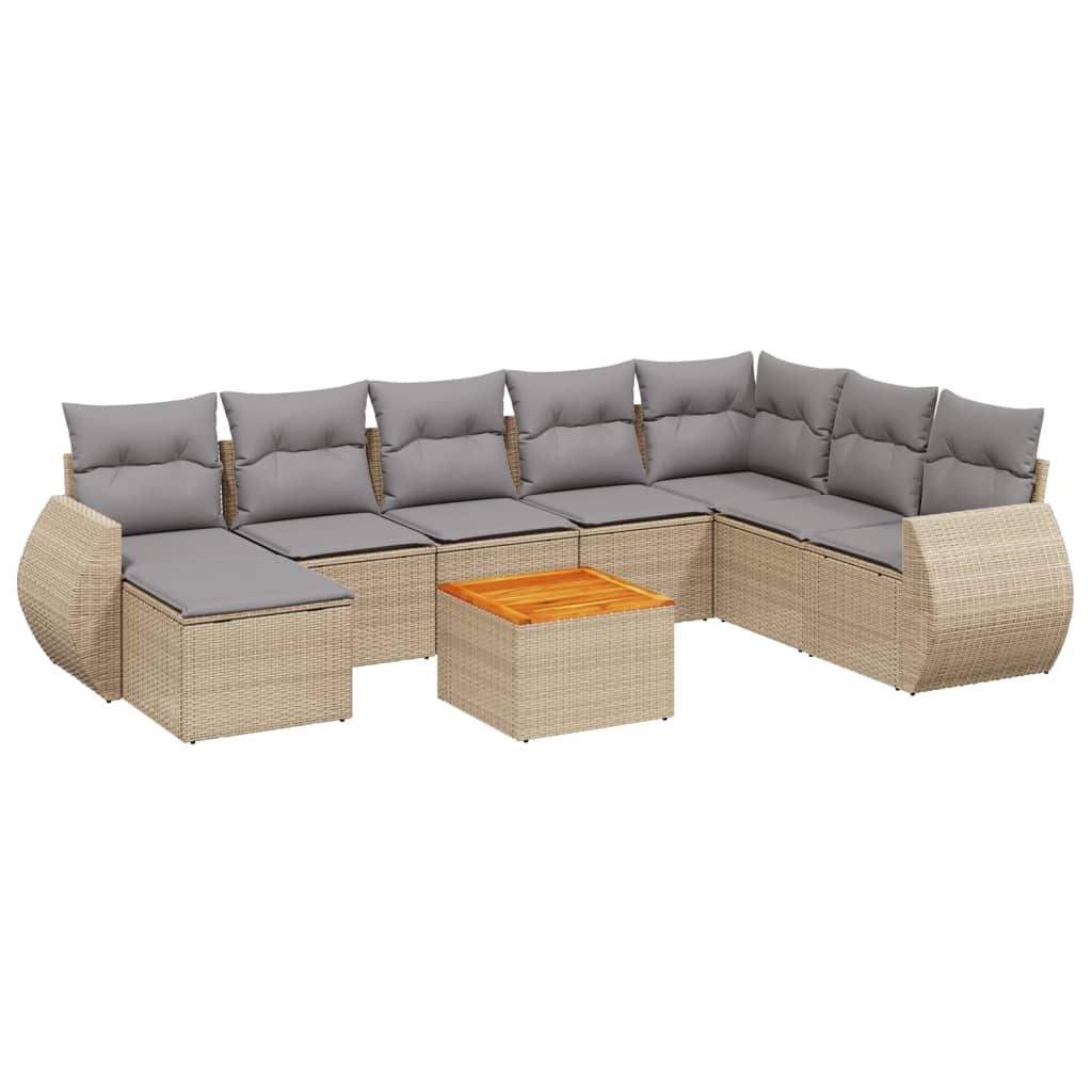 9-dijelni set vrtnih sofa s jastucima bež od poliratana