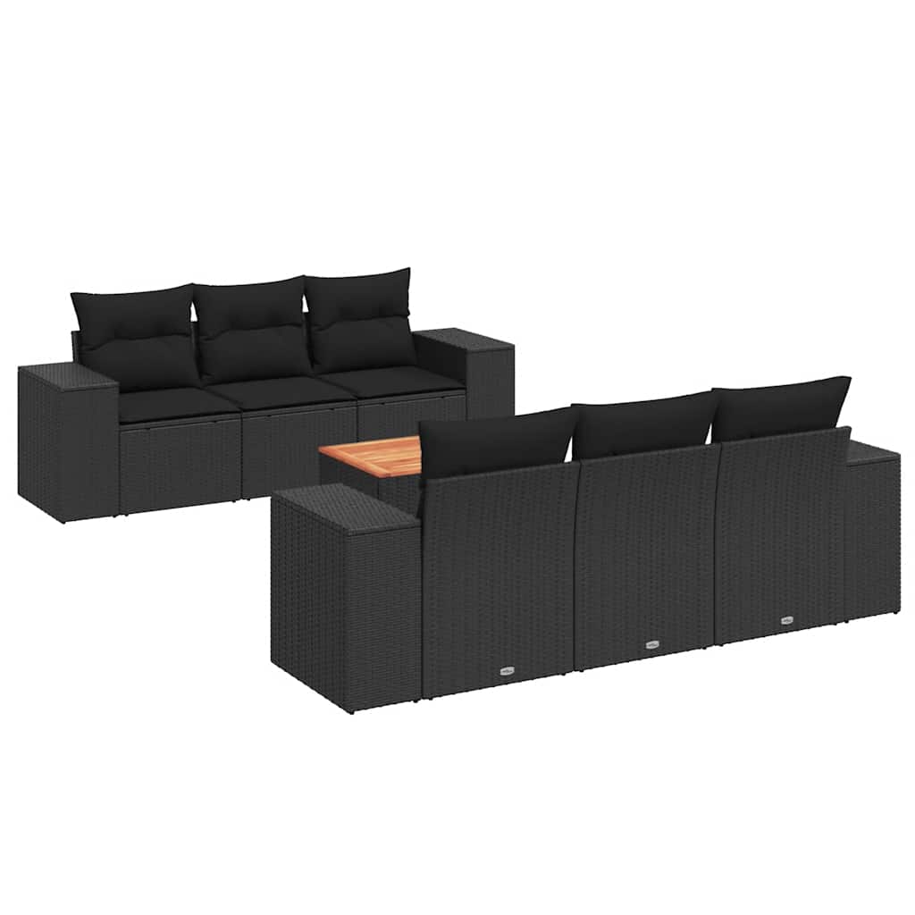 7-dijelni set vrtnih sofa od poliratana s jastucima crni