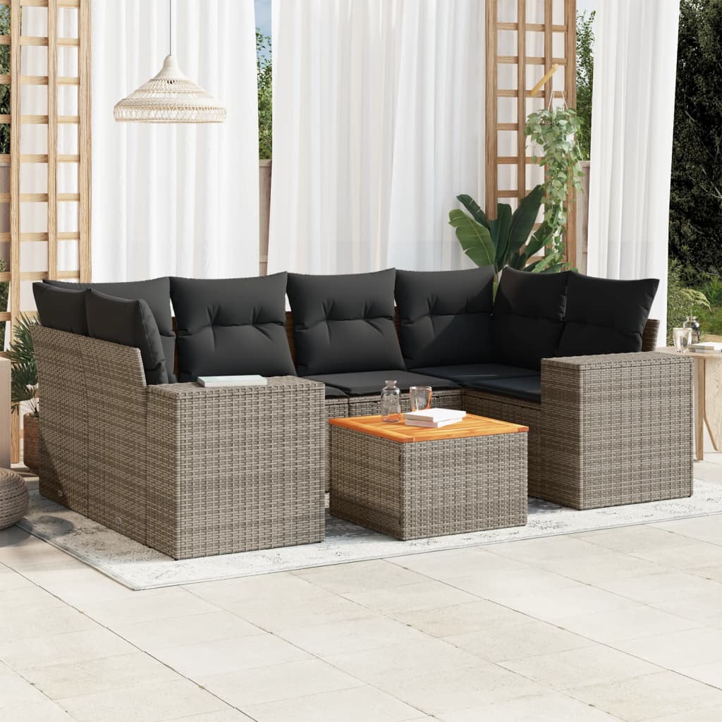7-dijelni set vrtnih sofa sivi od poliratana