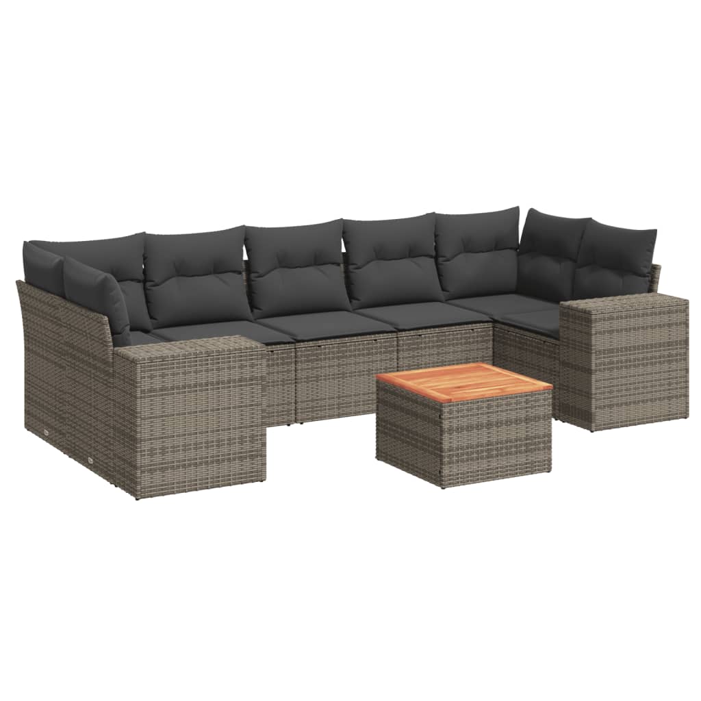 8-dijelni set vrtnih sofa od poliratana s jastucima sivi