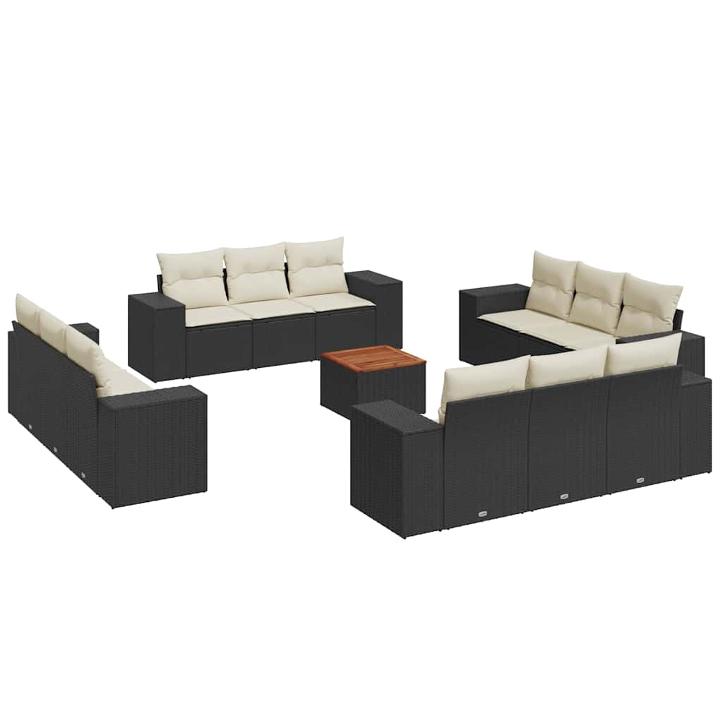 13-dijelni set vrtnih sofa s jastucima poliratan crni