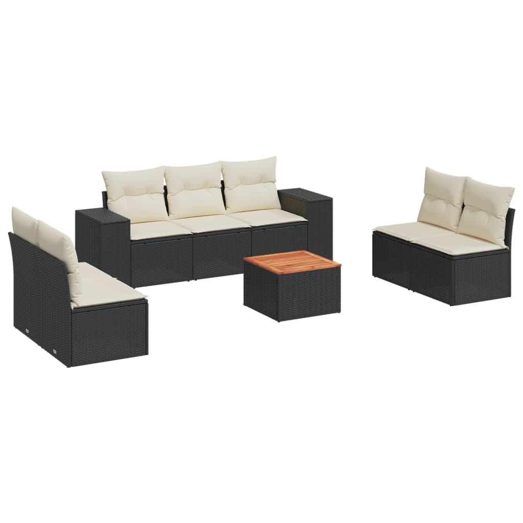 8-dijelni set vrtnih sofa od poliratana s jastucima crni