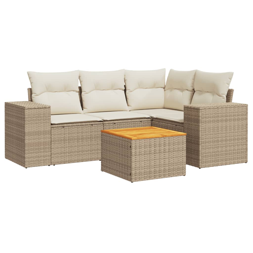 5-dijelni vrtni set sofa s jastucima bež od poliratana