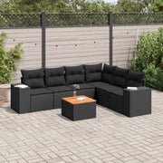 7-dijelni set vrtnih sofa od poliratana s jastucima crni