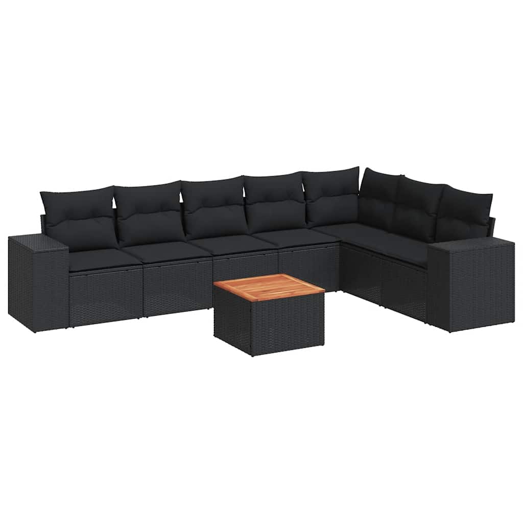 8-dijelni set vrtnih sofa od poliratana s jastucima crni