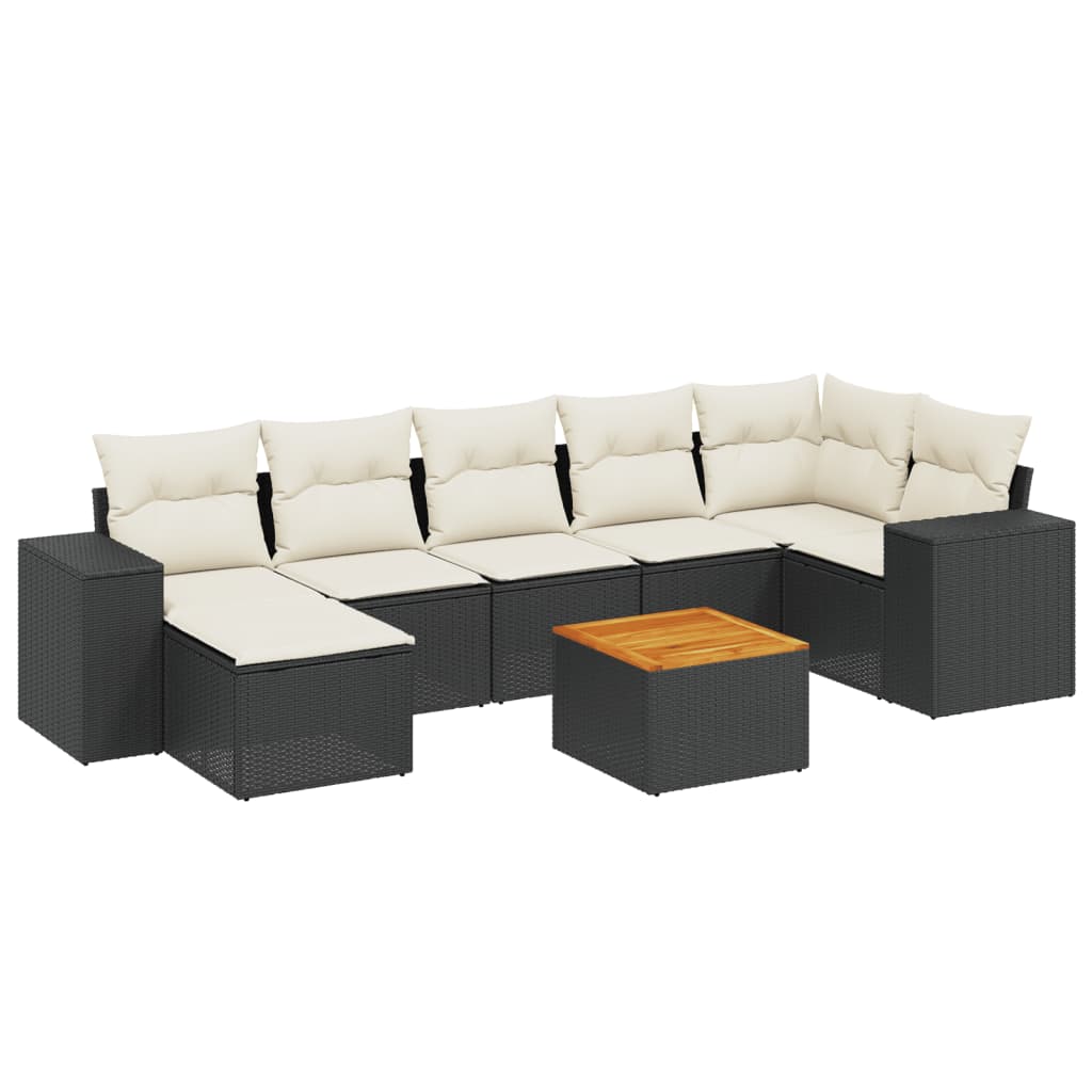 8-dijelni set vrtnih sofa od poliratana s jastucima crni
