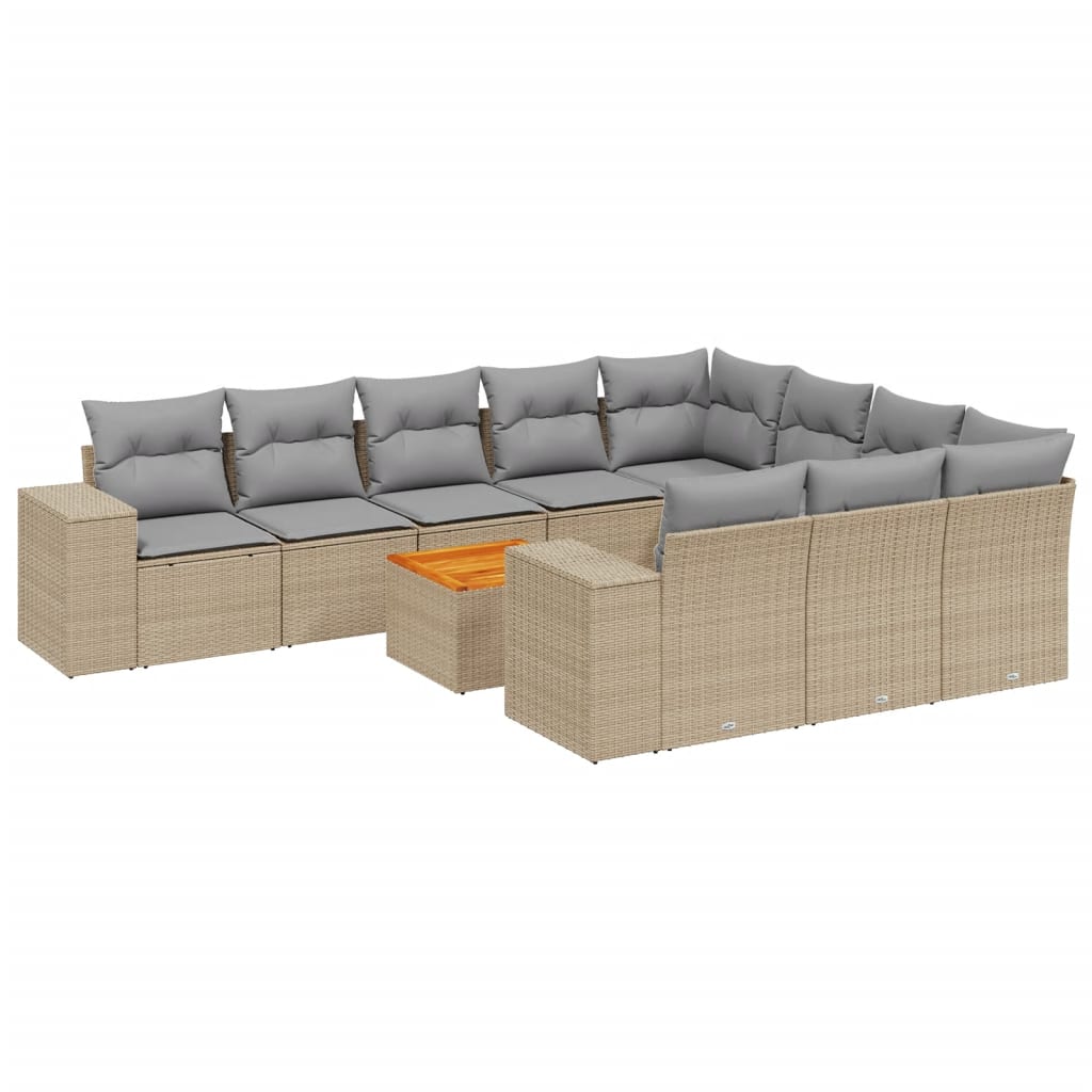 11-dijelni set vrtnih sofa od poliratana s jastucima bež