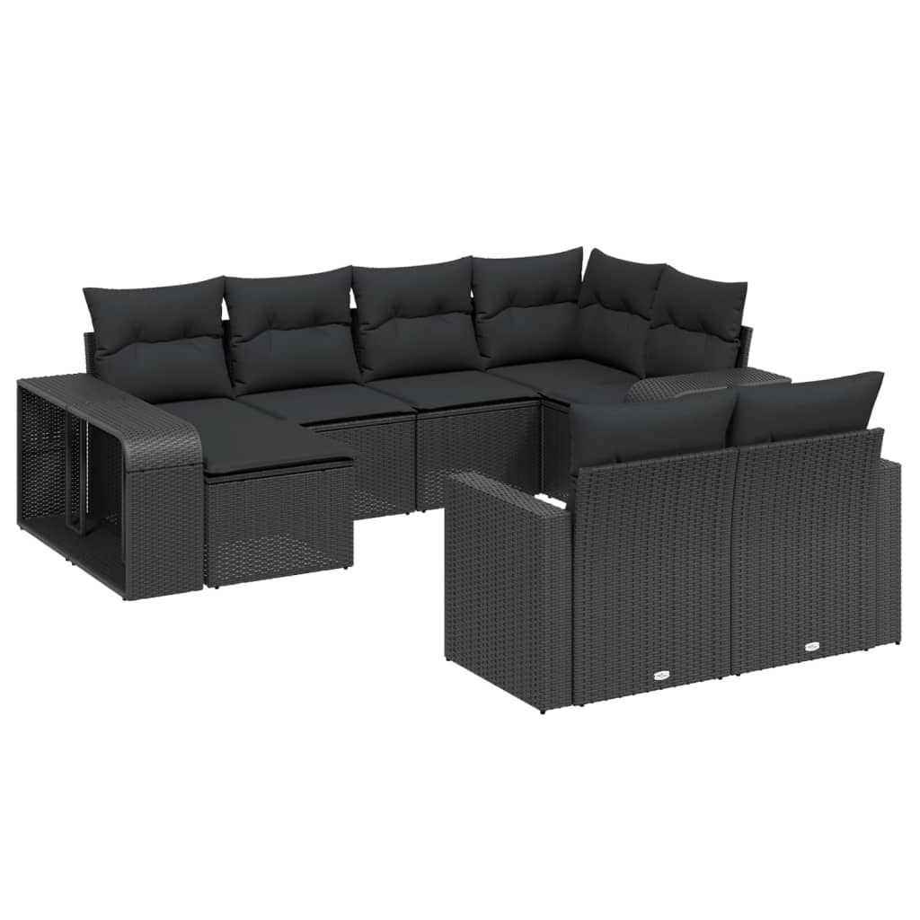 10-dijelni set vrtnih sofa s jastucima crni od poliratana