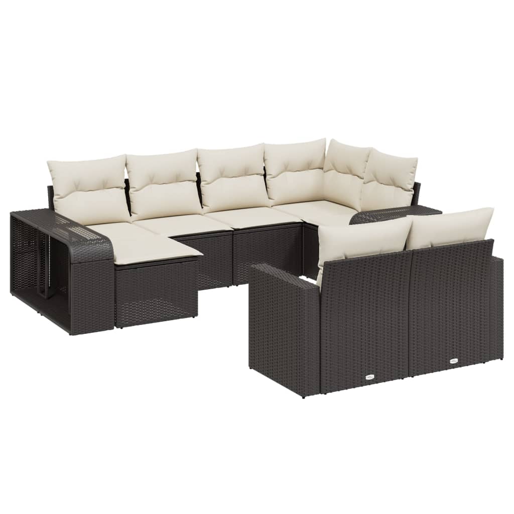 10-dijelni set vrtnih sofa s jastucima crni od poliratana Crna 65.5 x 62 x 69 cm
