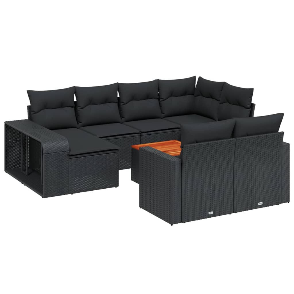 11-dijelni set vrtnih sofa od poliratana s jastucima crni