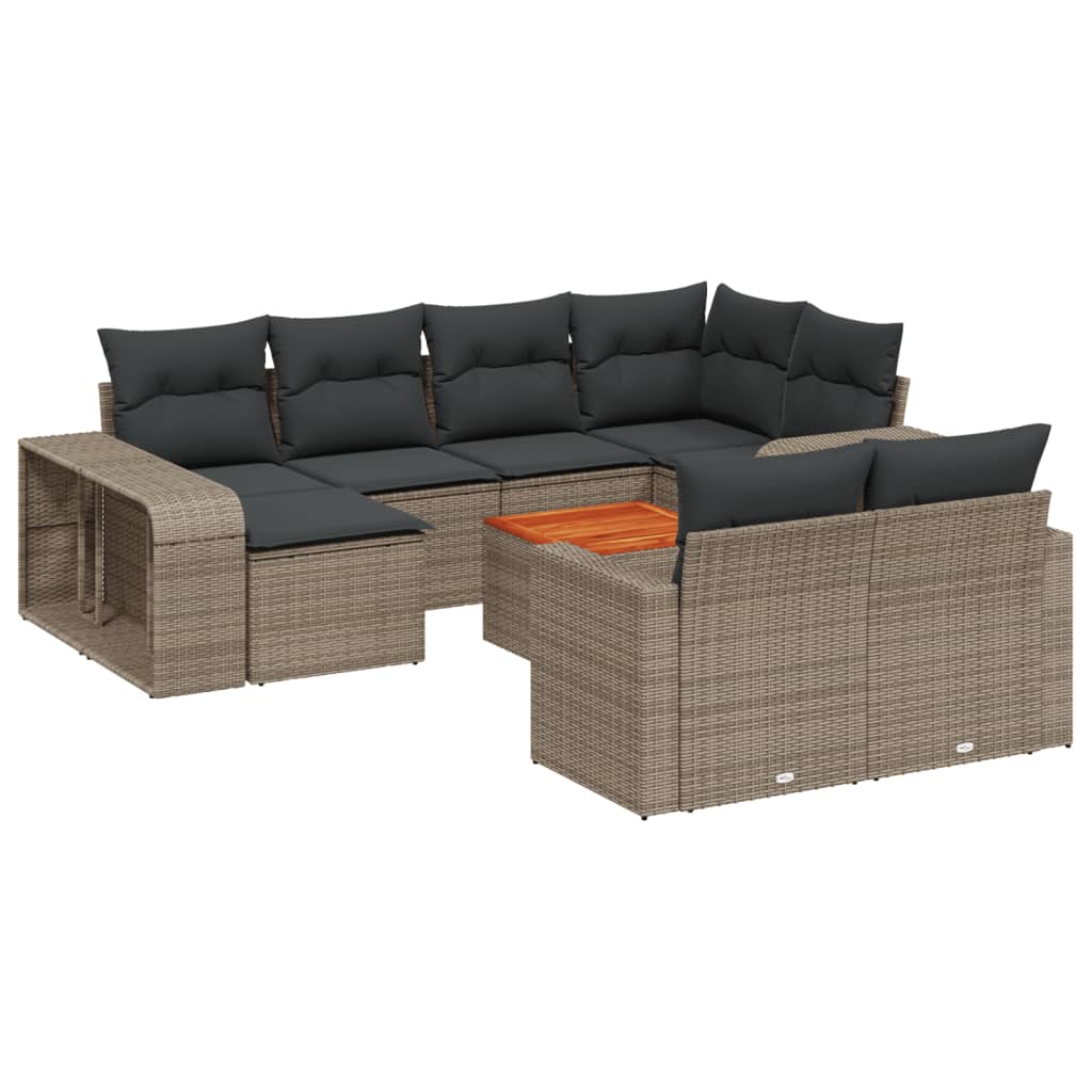 11-dijelni set vrtnih sofa od poliratana s jastucima sivi