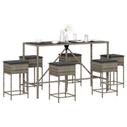 7-dijelni vrtni barski set s jastucima sivi od poliratana Siva 180 x 70 x 110 cm
