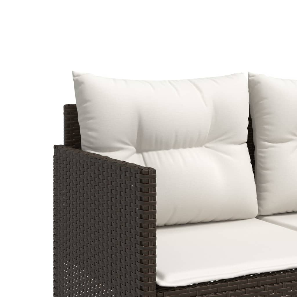 5-dijelni set vrtnih sofa s jastucima poliratan smeđi