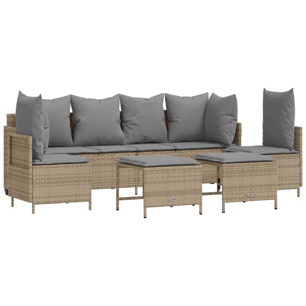 5-dijelni vrtni set sofa s jastucima bež od poliratana