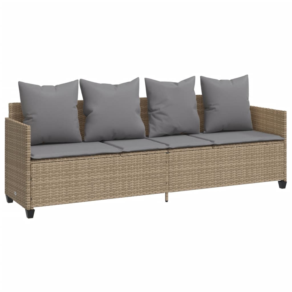 5-dijelni vrtni set sofa s jastucima bež od poliratana