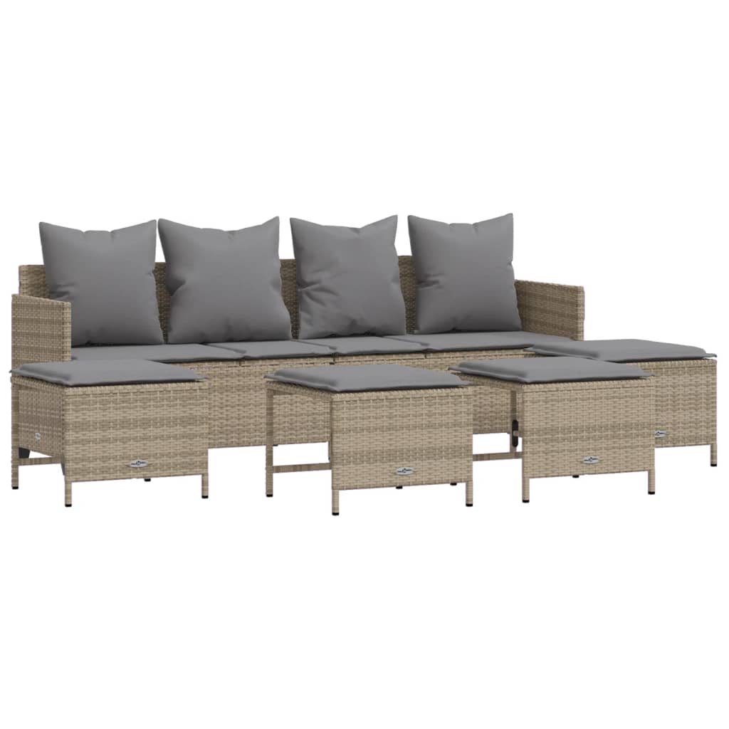 5-dijelni vrtni set sofa s jastucima bež od poliratana