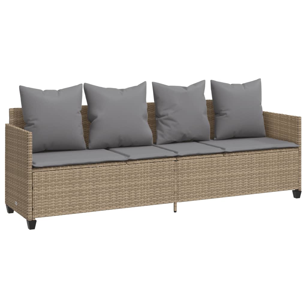5-dijelni vrtni set sofa s jastucima bež od poliratana