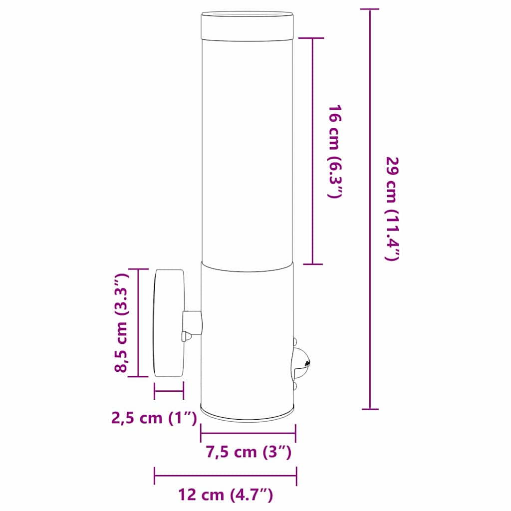 Vanjska zidna lampa Srebrno 12 x 8,5 x 29 cm