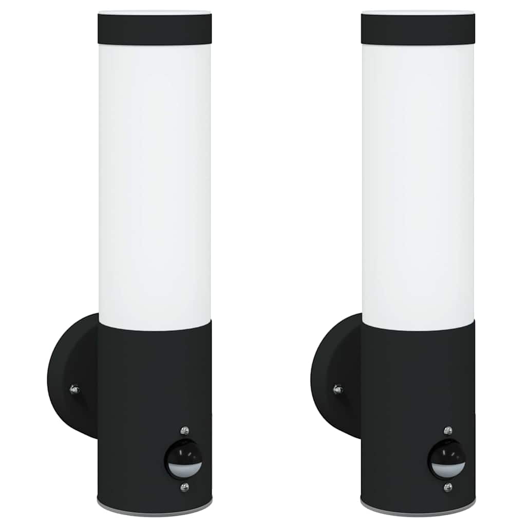 Vanjska zidna lampa 2 pcs Crna 12 x 8,5 x 29 cm