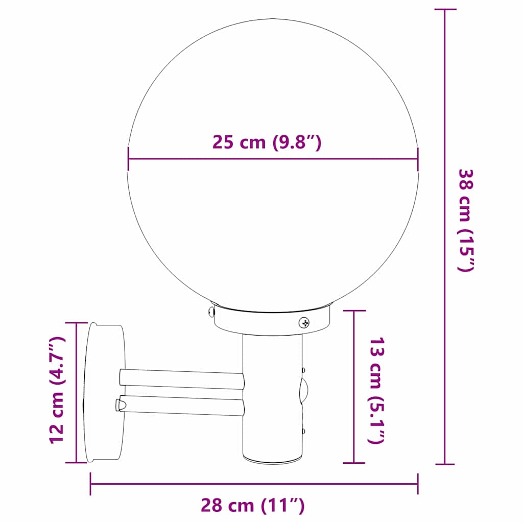 Vanjska zidna lampa Crna 28 x 25 x 38 cm