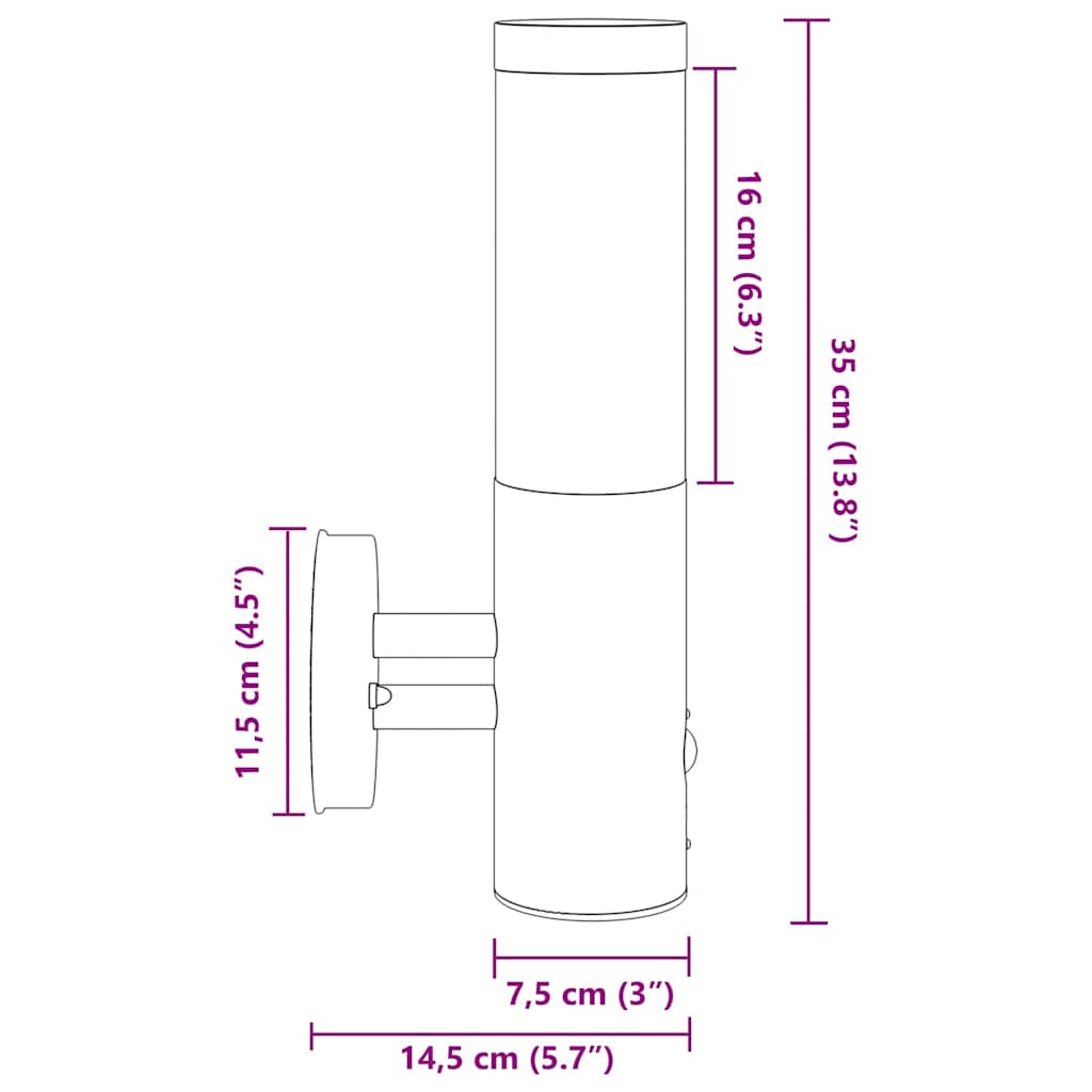 Vanjska zidna lampa Crna 15 x 7,5 x 33 cm