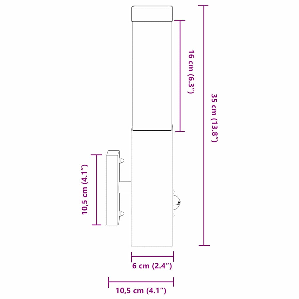 Vanjska zidna lampa Crna 10.5 x 6 x 33 cm