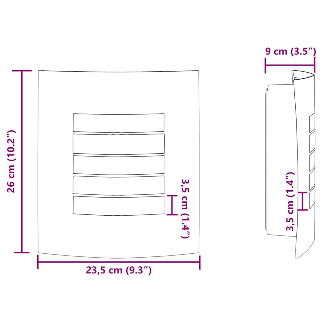 Vanjska zidna lampa 2 pcs Srebrno 23.5 x 9 x 26 cm