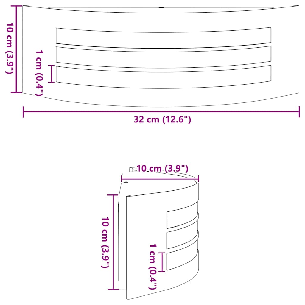 Vanjska zidna lampa Crna 32 x 10 x 10 cm