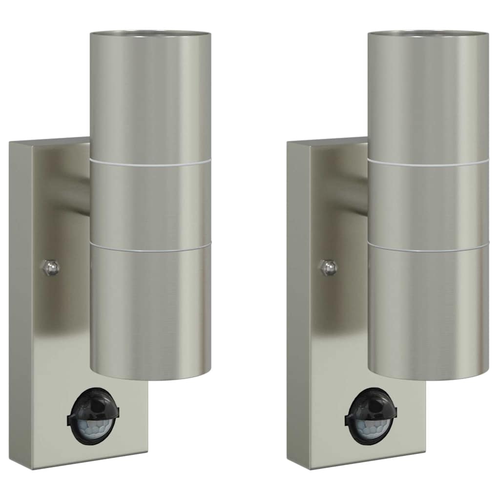 Vanjska zidna lampa 2 pcs Srebrno 7 x 10 x 22 cm