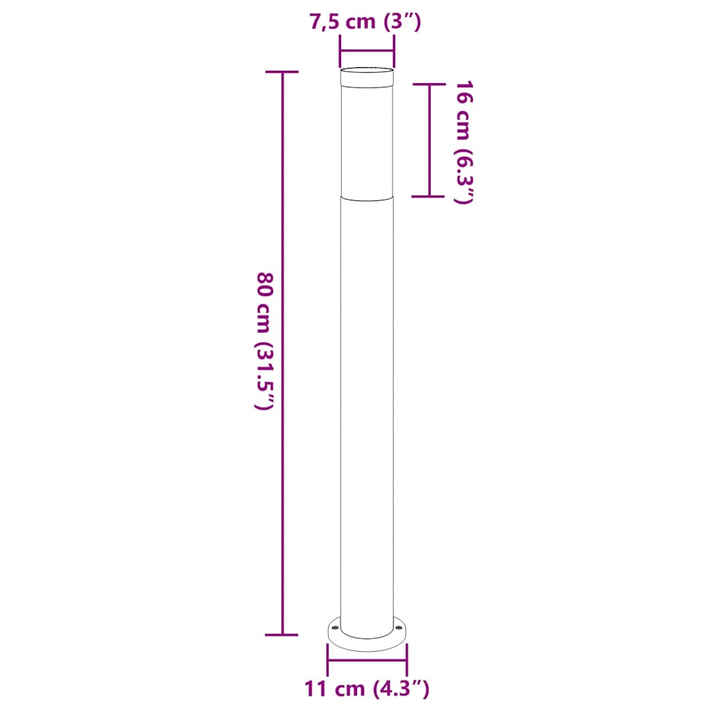 Stupić za svjetlo 80 cm od nehrđajućeg čelika IP44