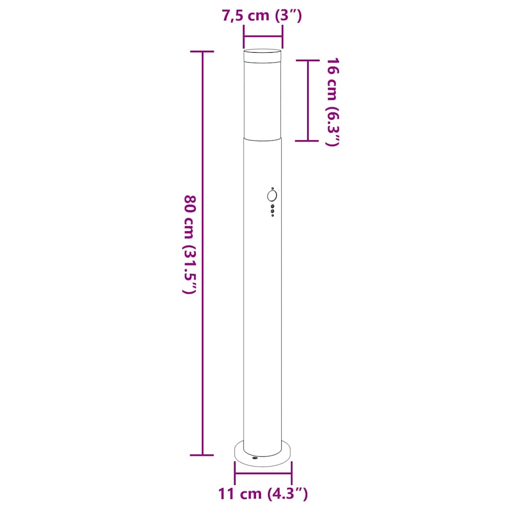 Stupić sa senzorom 3 kom 80 cm nehrđajući čelik IP44