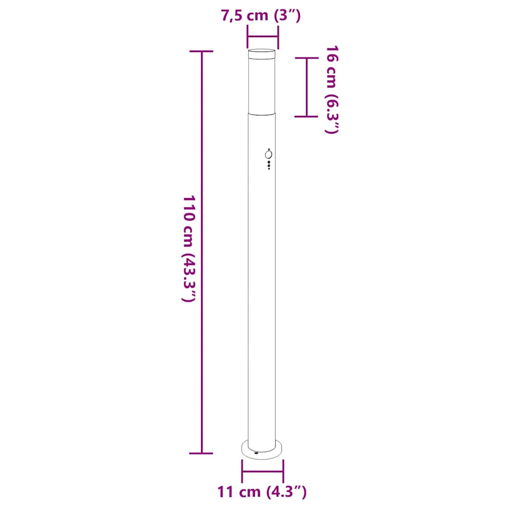 Stupić sa senzorom 3 kom 110 cm nehrđajući čelik IP44