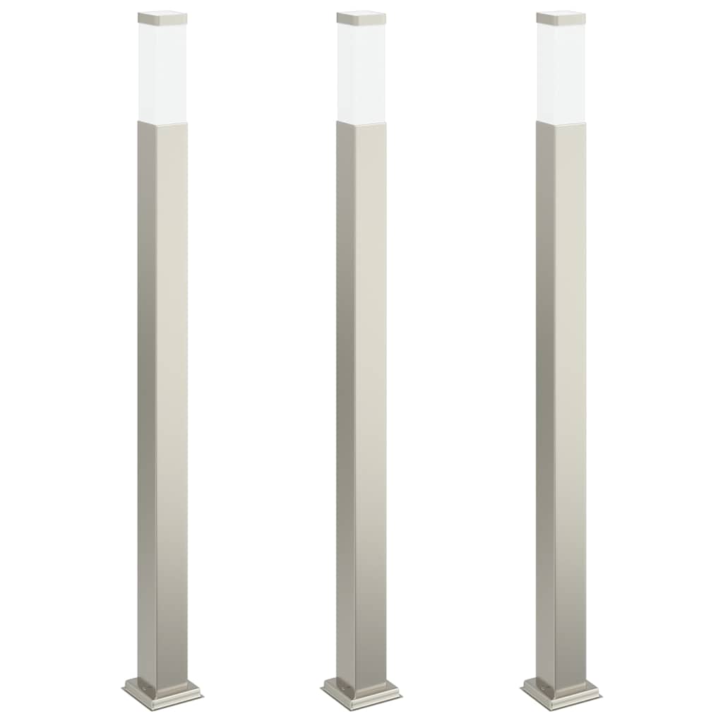 Stupić za zidne lampe 3 kom 110 cm od nehrđajućeg čelika IP44 Srebrna