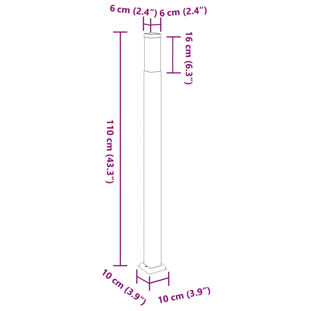 Stupić za zidne lampe 3 kom 110 cm crne IP44