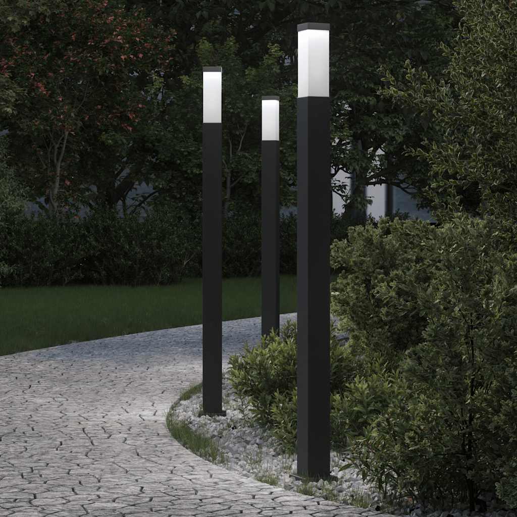 Stupić za zidne lampe 3 kom 110 cm crne IP44