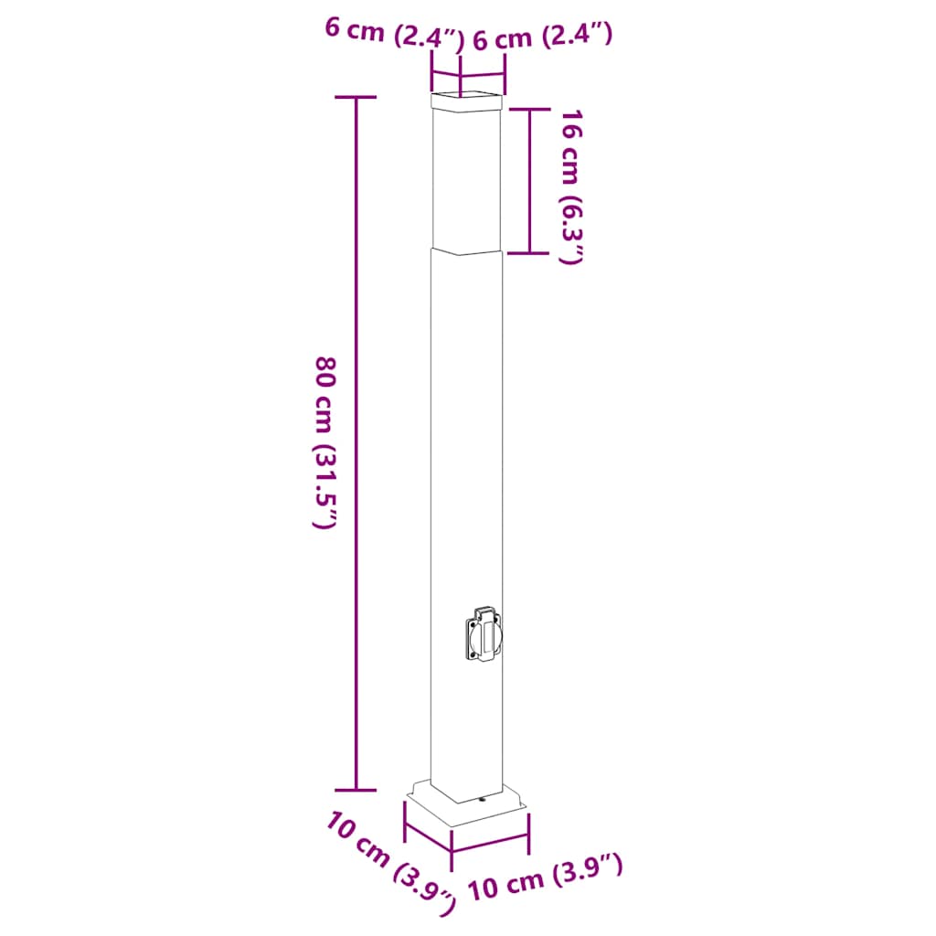Stupić s utičnicom 3 kom 80 cm crne IP44