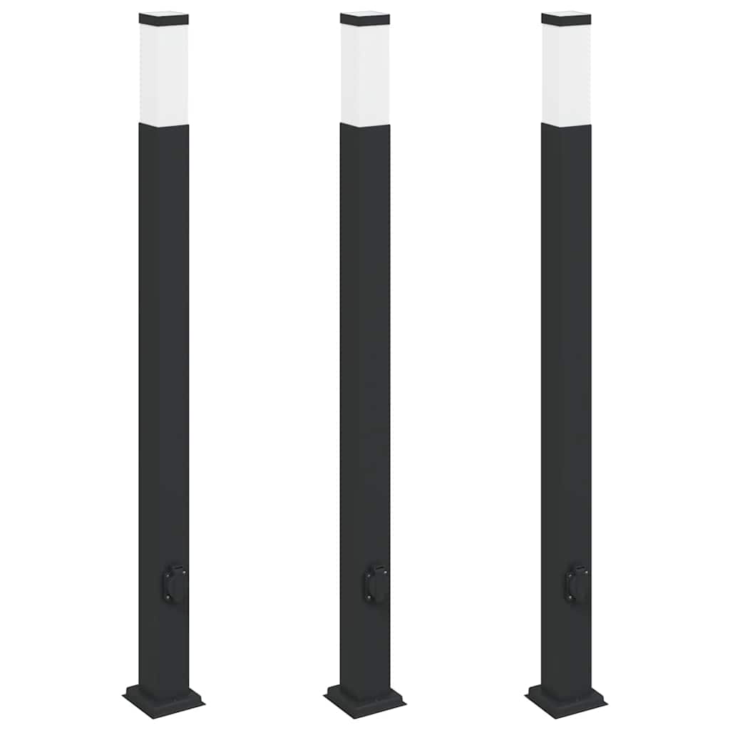 Stupić s utičnicom 3 kom 110 cm crne IP44