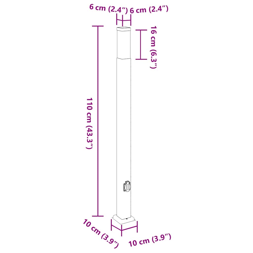Stupić s utičnicom 3 kom 110 cm crne IP44